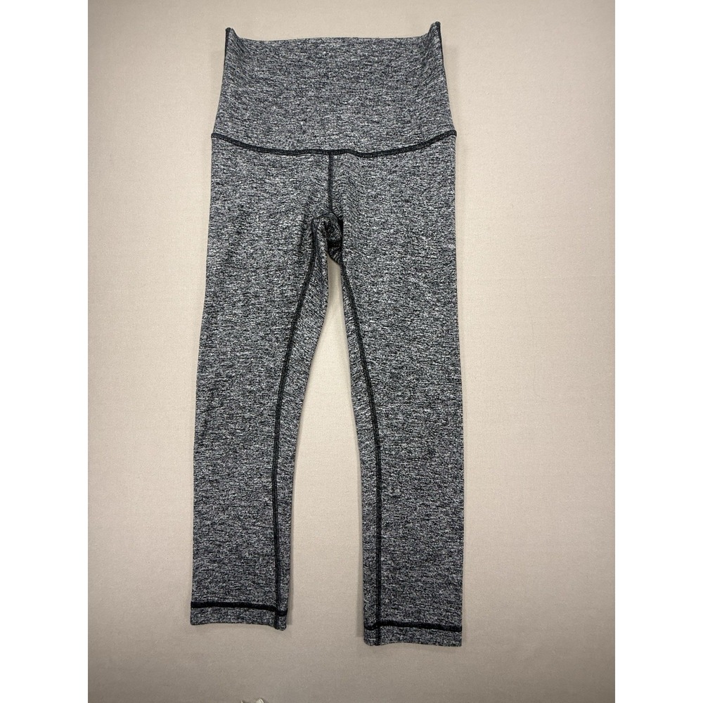 Lululemon Leggings Women's Size 4  Gray Crop Pocket High Rise Stretch Gym Yoga